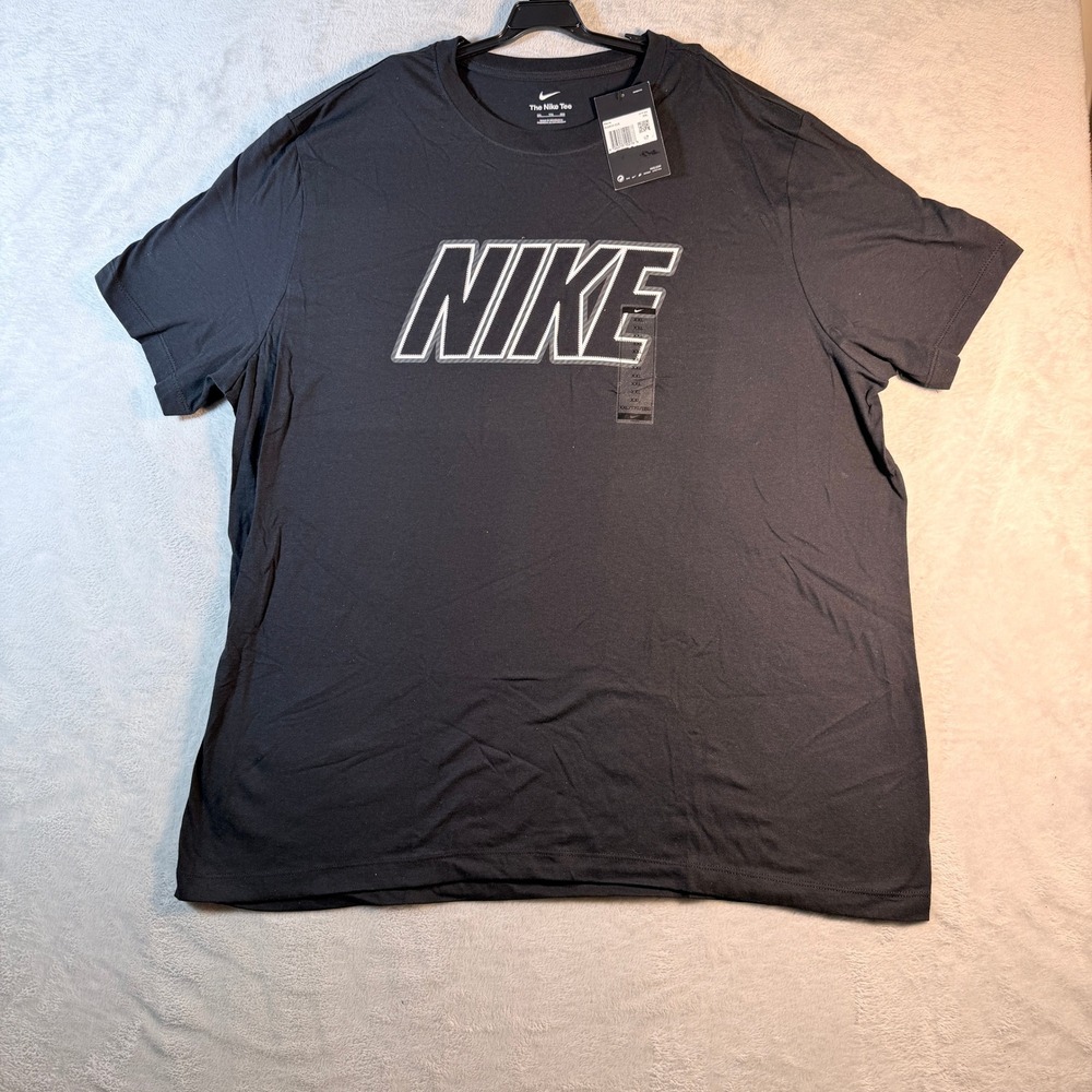 Nike Sportswear Outline Block Logo Men's T-Shirt Black Heather Size XXL New